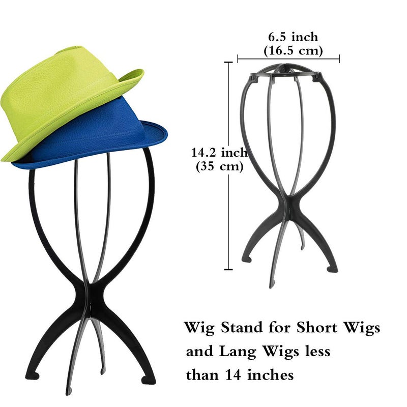 Dansee 6 Pack Short Wig Stand Portable Wig Holder for multiple Wigs and Hats, 14.2 Inches Travel Wig Stand(Black) - Image 3